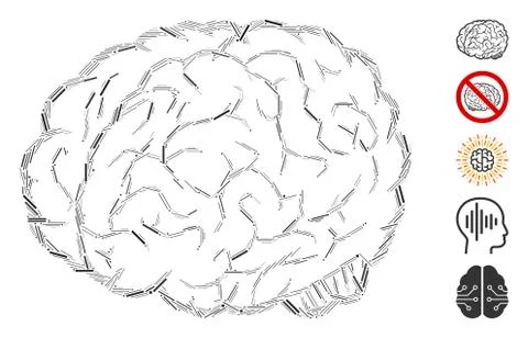 Line Collage Brain Icon Illustrazione stock