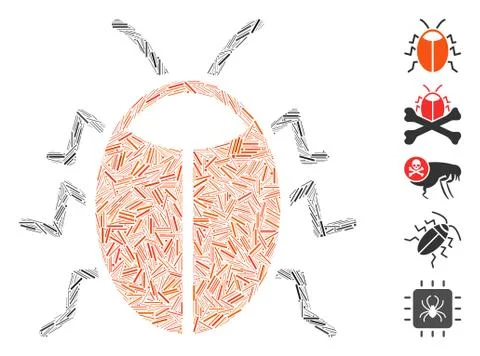 Line Collage Bug Icon Stock Illustration