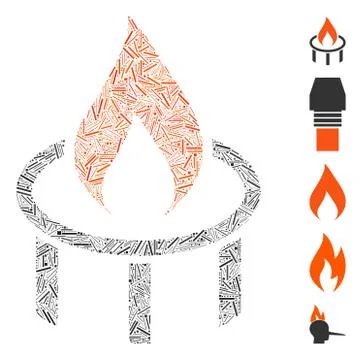 Line Collage Burner Nozzle Flame Icon Stockillustratie