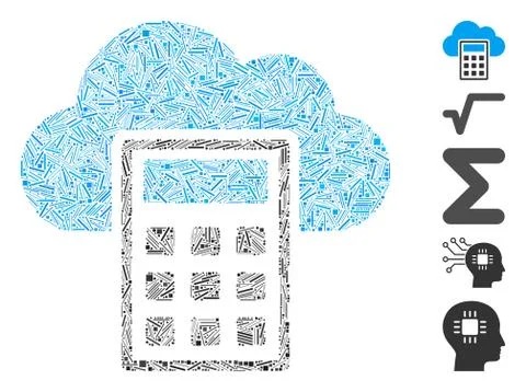 Line Collage Calculation Icon Stock Illustration
