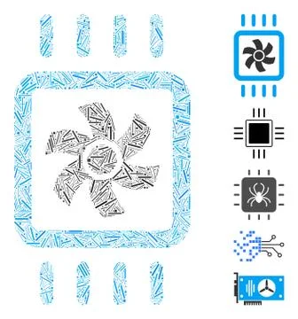 Line Collage Chip Cooling Icon Illustrazione stock