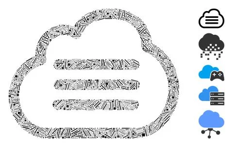 Line Collage Cloud File Icon 스톡 일러스트