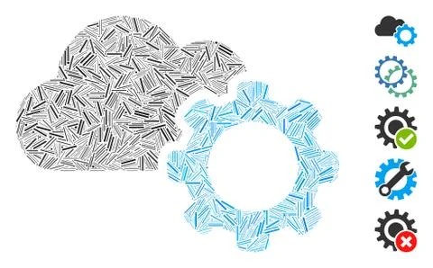 Line Collage Cloud Options Gear Icon Stockillustratie