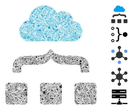 Line Collage Combine Cloud Icon Illustrazione stock
