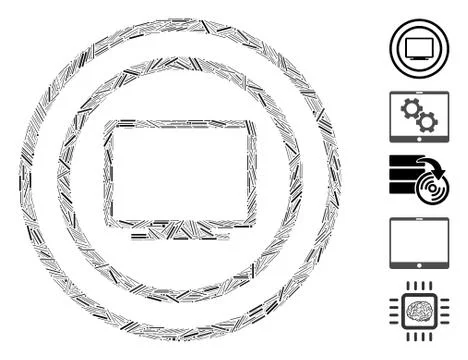 Line Collage Computer Environment Icon Illustrazione stock
