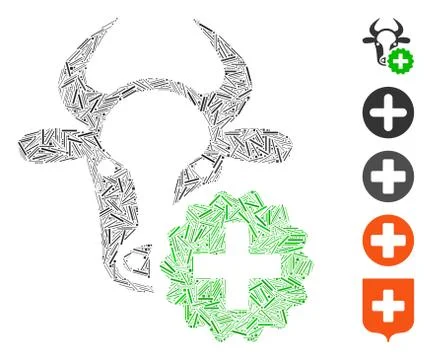Line Collage Cow Create Icon Stock Illustration