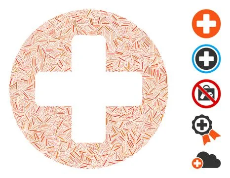 Line Collage Create Cross Icon Stock Illustration