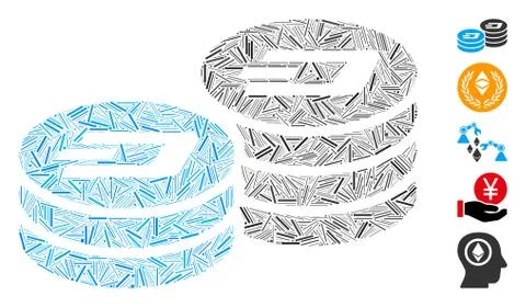 Line Collage Dash Coin Columns Icon Stock Illustration
