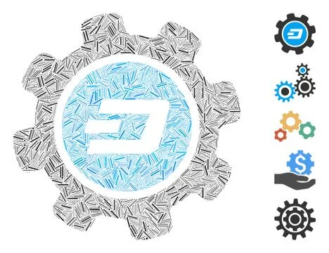 Line Collage Dash Settings Gear Icon 库存插图