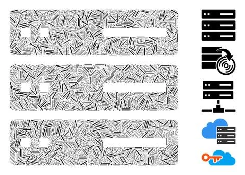 Line Collage Data Storage Icon Stock Illustration