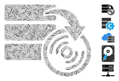 Line Collage Database Backup Icon Stock Illustration