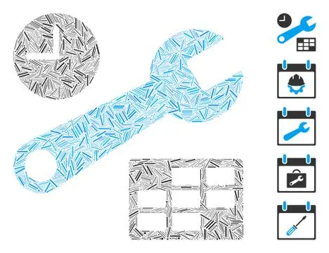 Line Collage Date and Time Setup Icon Stock-Illustration