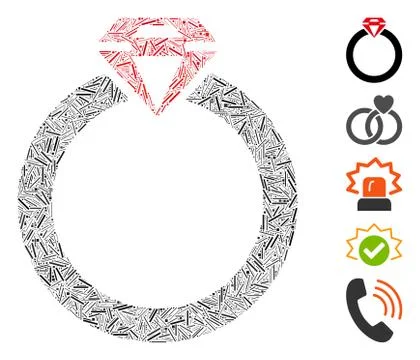 Line Collage Diamond Ring Icon Illustrazione stock