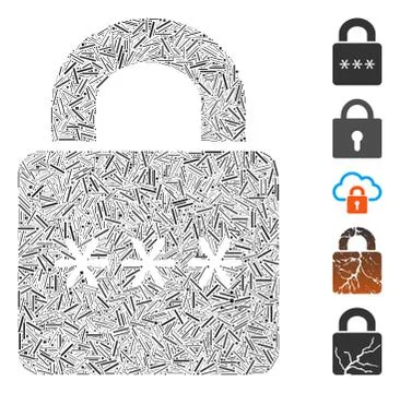 Line Collage Digital Lock Stock Illustration