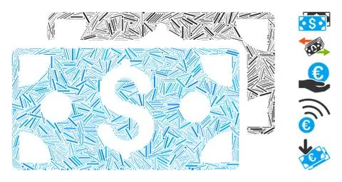 Line Collage Dollar Banknotes Icon Stock Illustration