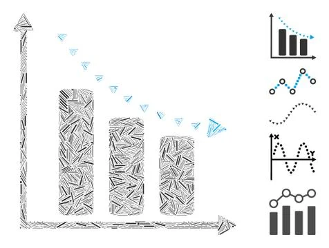Line Collage Dotted Negative Trend Icon Ilustración de archivo