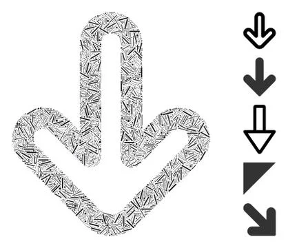 Line Collage Down Arrow Icon Stock Illustration