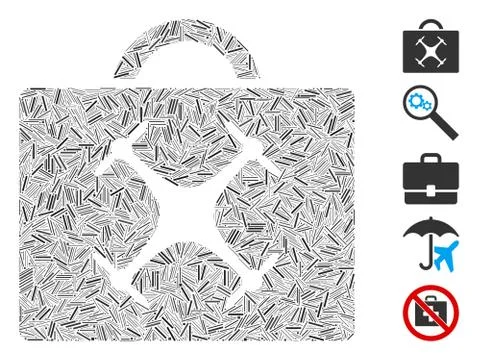 Line Collage Drone Toolbox Icon Illustration