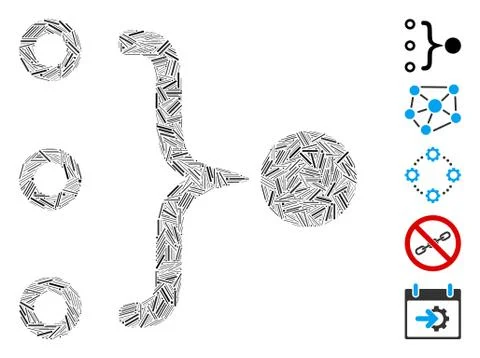 Line Collage Element Aggregation Icon Stock Illustration