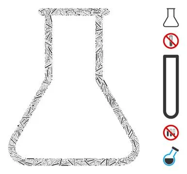 Line Collage Empty Flask Illustrazione stock