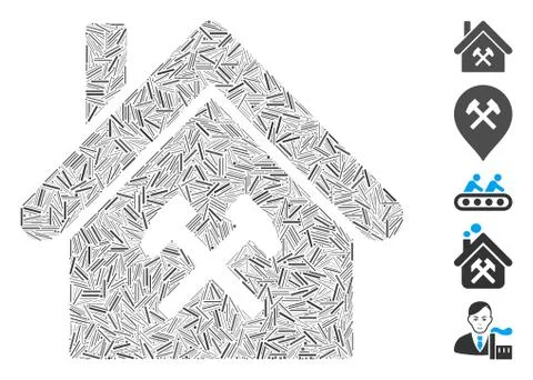 Line Collage Factory Icon Ilustração Stock