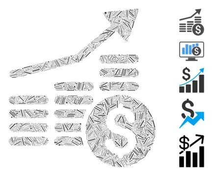 Line Collage Financial Chart Icon Stockillustratie