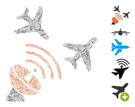 Line Collage Flight Radar Icon Stock Illustration