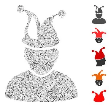 Line Collage Fool Icon Stock Illustration