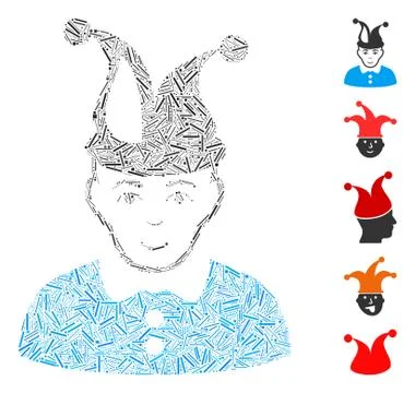 Line Collage Fool Icon Stock Illustration