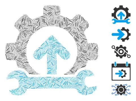 Line Collage Gear Integration Tools Icon Stock-Illustration