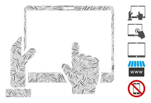 Line Collage Hand Points PDA Icon 스톡 일러스트
