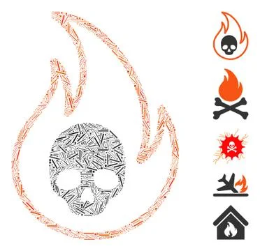 Line Collage Hell Fire Icon Illustrazione stock