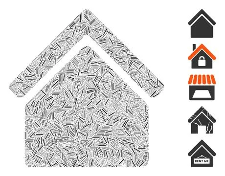 Line Collage Home Icon Ilustração Stock