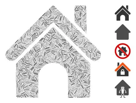 Line Collage Home Icon Ilustração Stock
