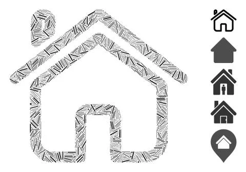 Line Collage Home Ilustração Stock