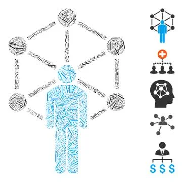 Line Collage Human Network Icon イラスト素材