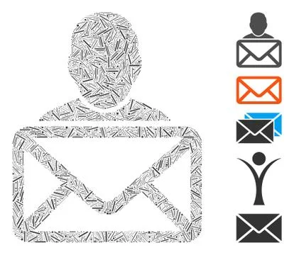 Line Collage Mail Recipient Stock Illustration
