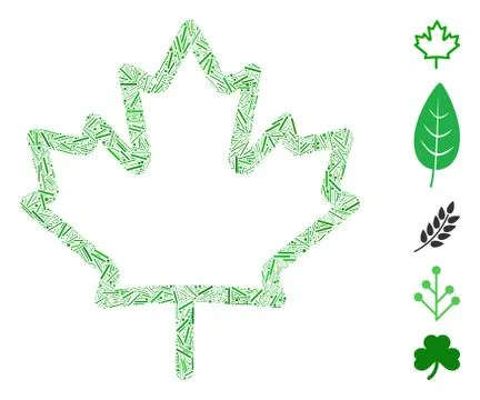 Line Collage Maple Leaf Icon イラスト素材