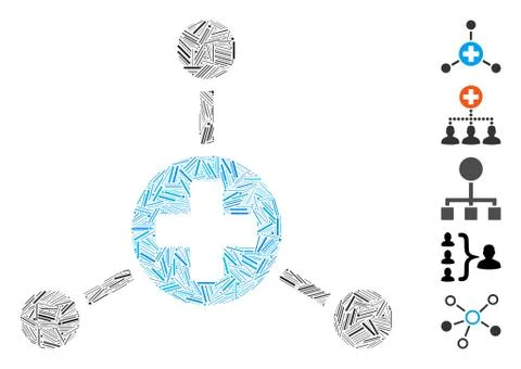 Line Collage Medical Node Links Icon Stock Illustration