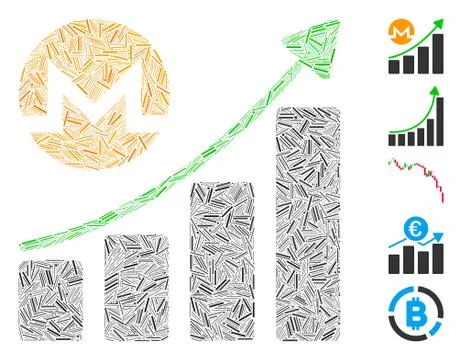Line Collage Monero Growing Graph Trend Stock Illustration