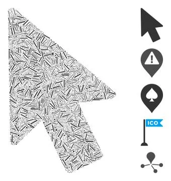 Line Collage Mouse Pointer 库存插图