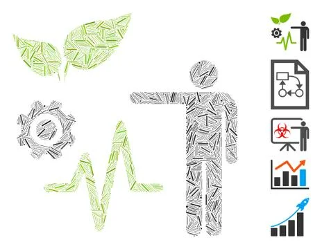 Line Collage Object Analysis Icon Stock Illustration