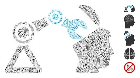 Line Collage Open Head Surgery Manipulator Icon Illustrazione stock
