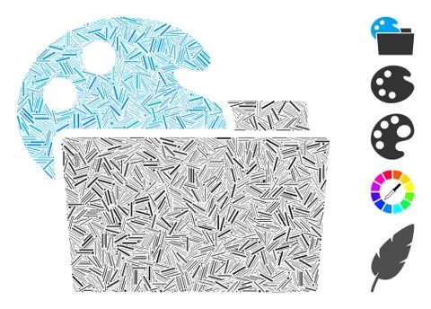 Line Collage Open Palette Folder Stock Illustration