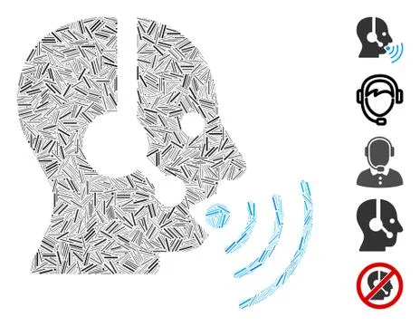 Line Collage Operator Talking Sound Waves Icon Ilustración de archivo