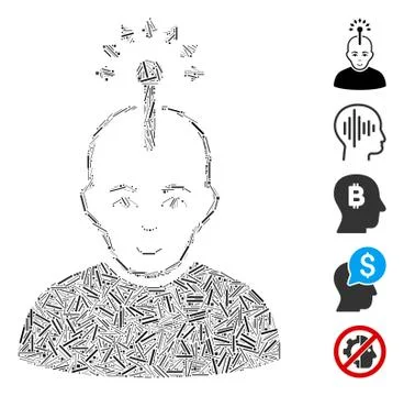 Line Collage Optical Neural Interface Icon 스톡 일러스트