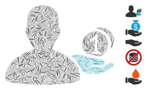 Line Collage Panhandler Icon Stock Illustration