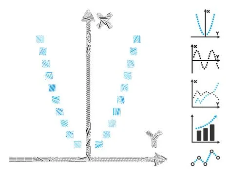 Line Collage Parabole Plot Icon Ilustración de archivo
