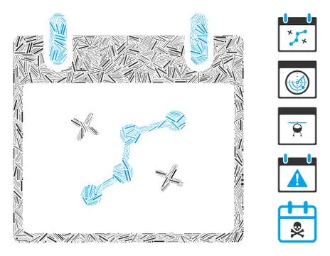 Line Collage Path Points Calendar Day Icon Stock Illustration
