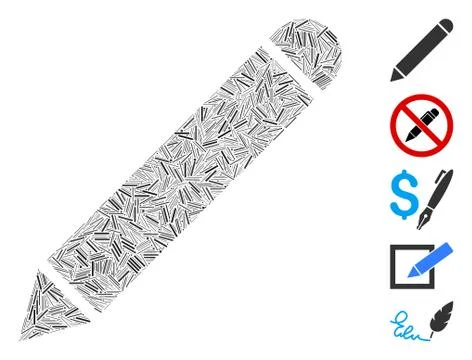 Line Collage Pencil Icon Stock Illustration